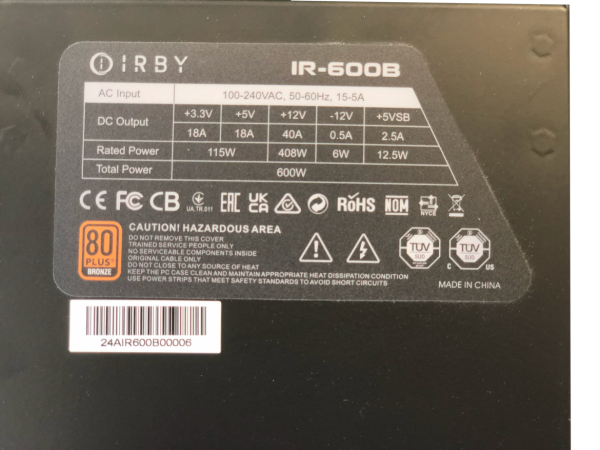Блок питания IRBY IR600B 80+ Bronze IRBY для ПК 